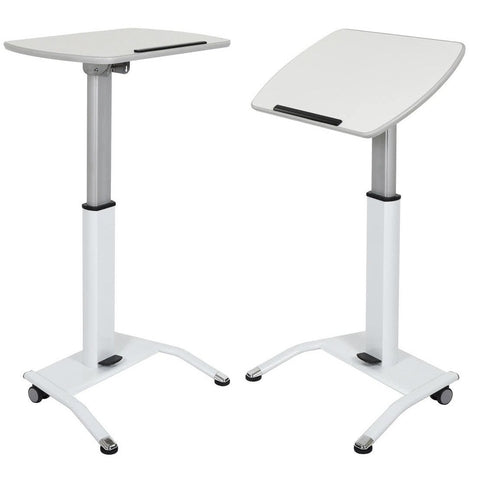 Pneumatic Height Adjustable Lectern and Tilting Table Top Stand Gray