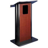 Contemporary Flat Panel Lectern with Internal Speaker and Wireless-Mic