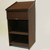 Outdoor Weather Resistant Podium w/ Lift Top Storage Brown HDPE Poly Lumber No Casters