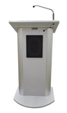 Contemporary Flat Panel Lectern with Internal Speaker and Wireless-Mic