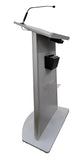 Contemporary Flat Panel Lectern with Internal Speaker and Wireless-Mic