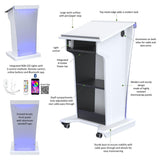 Modern Wood and Acrylic Lectern with LED Lights
