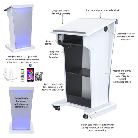 Led Display Lectern Modern Wood and Acrylic Lectern with LED Lights – PodiumStop