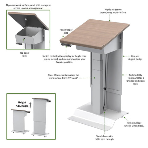 Compact Height Adjustable Lectern – PodiumStop