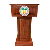 mahogany wood counselor lectern with logo