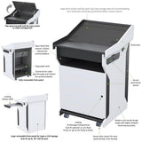 Mobile Presentation Lectern with Pullout Shelf