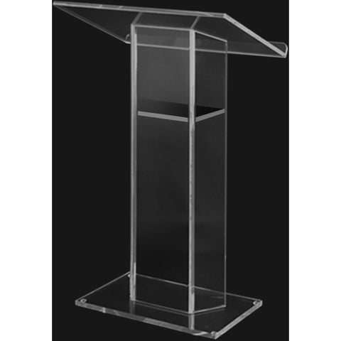 Large "Wing" Style Acrylic Lectern with Shelf - Amplivox SN3055 - Buy Online at PodiumStop.com
