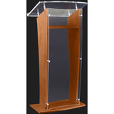 H Style Acrylic Lectern with Wood Panels & Shelf - Buy Online at PodiumStop.com