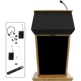 Patriot Lectern, Solid Hardwood With Fabric Top, Sound, & Wireless Mic - Buy Online at PodiumStop.com
