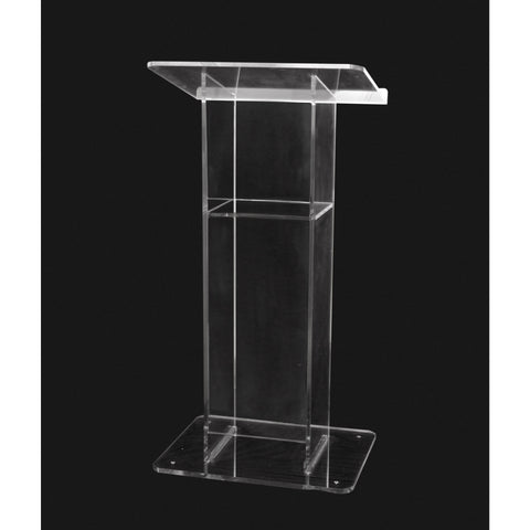 Clear "H" Acrylic Podium with Shelf - Choose Your Color - Buy Online at PodiumStop.com